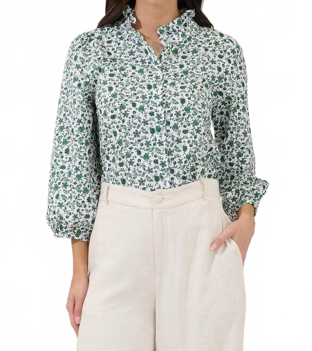 NEW SUGARLIPS bertie button down top in green